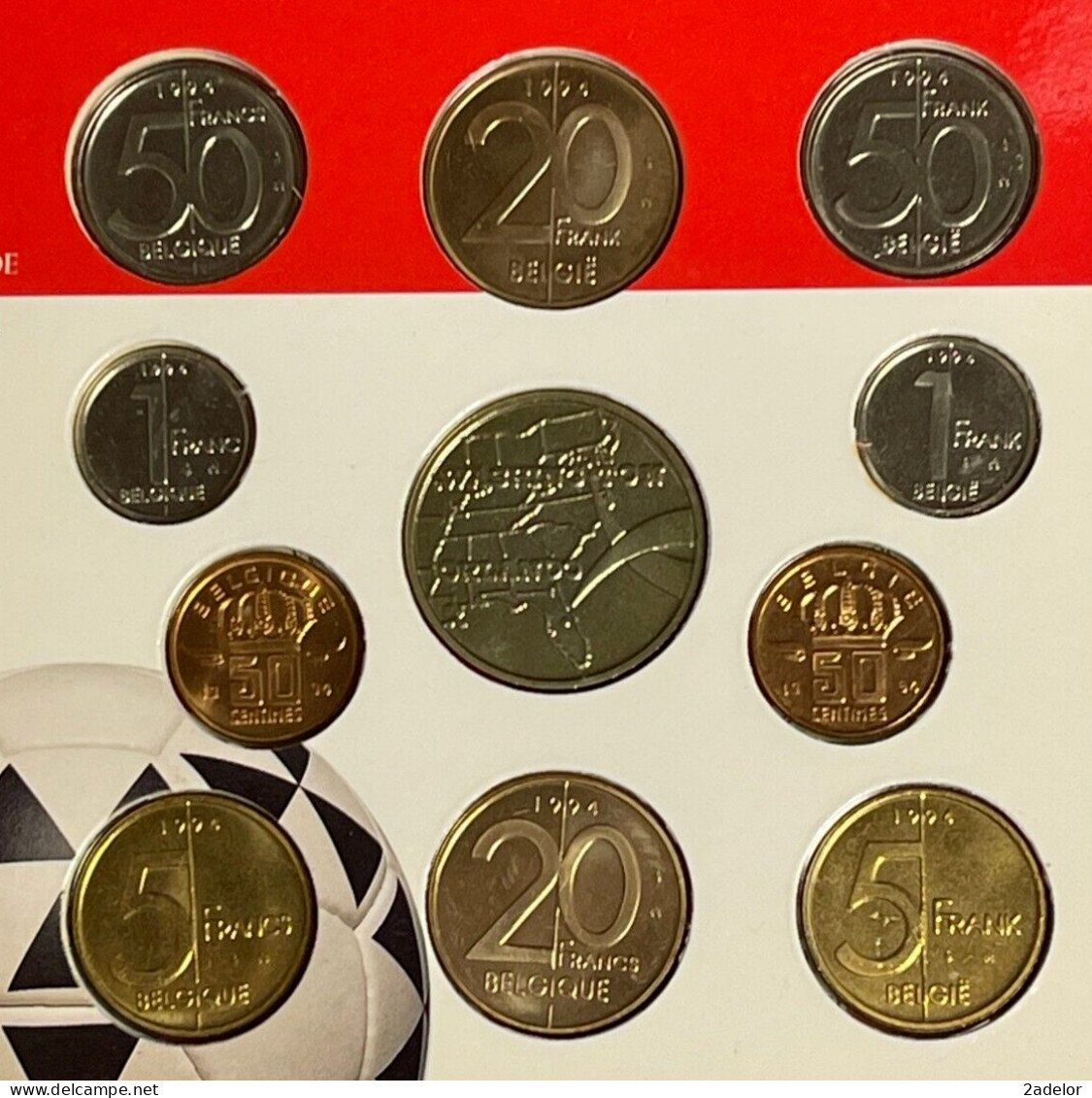 Beau coffret Belgique, Coupe du monde de Football 1994, 10 pièces + 1 médaille