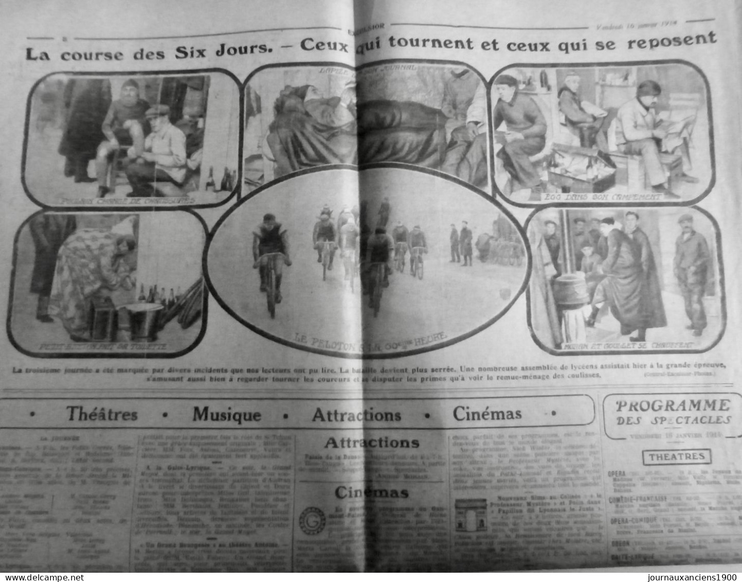 1914 EXCELSIOR ARTICLE DE PRESSE CYCLISME COURSE SIX JOURS PELOTON 1 JOURNAL ANCIEN - Glass Slides
