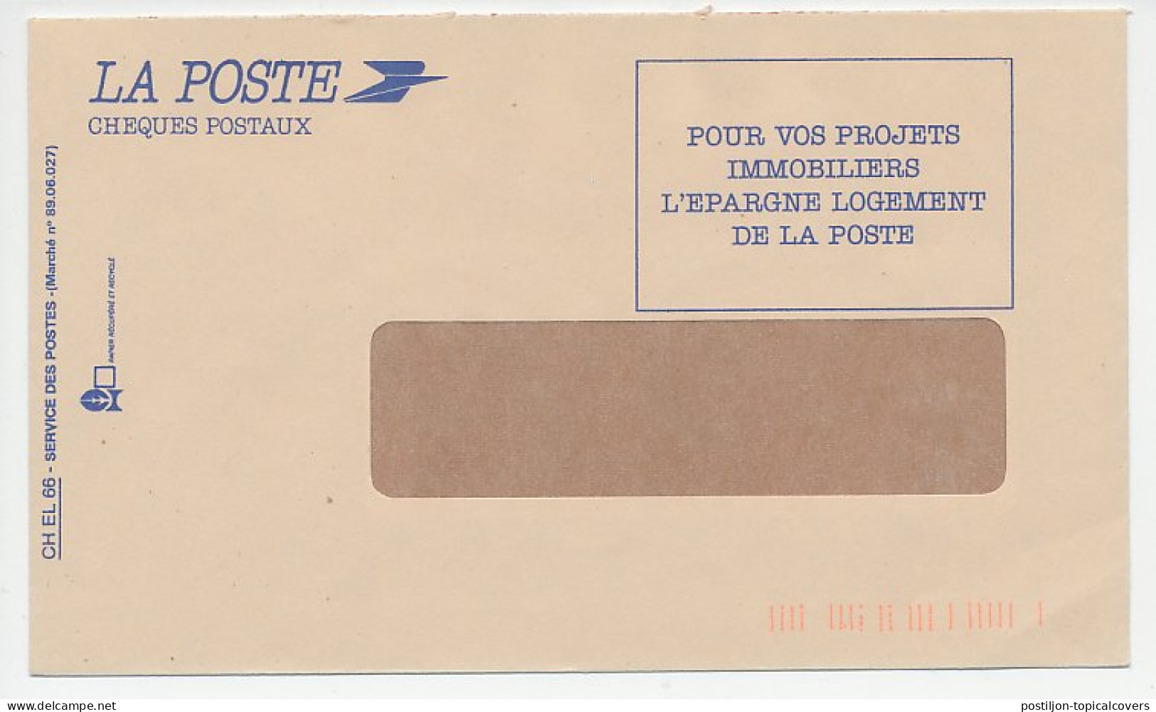 Postal Cheque Cover France 1990 Isolation- Windows - Non Classés