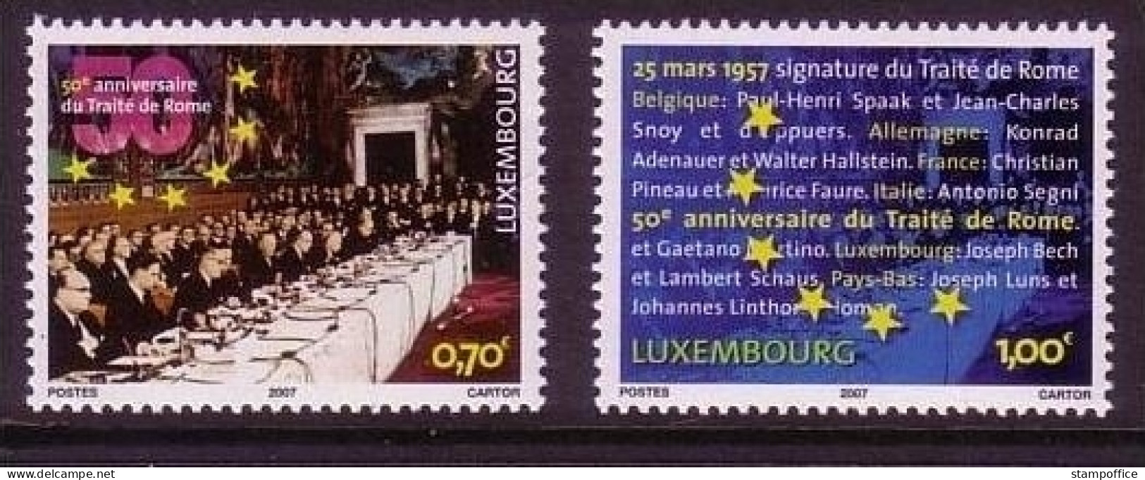 LUXEMBOURG MI-NR. 1734-1735 POSTFRISCH(MINT) MITLÄUFER 2007 RÖMISCHE VERTRÄGE - Ideas Europeas