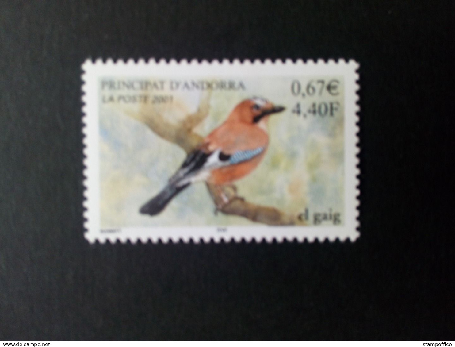 ANDORRA FRANZÖSISCH MI-NR. 569 POSTFRISCH(MINT) NATURSCHUTZ 2001 EICHELHÄHER - Unused Stamps