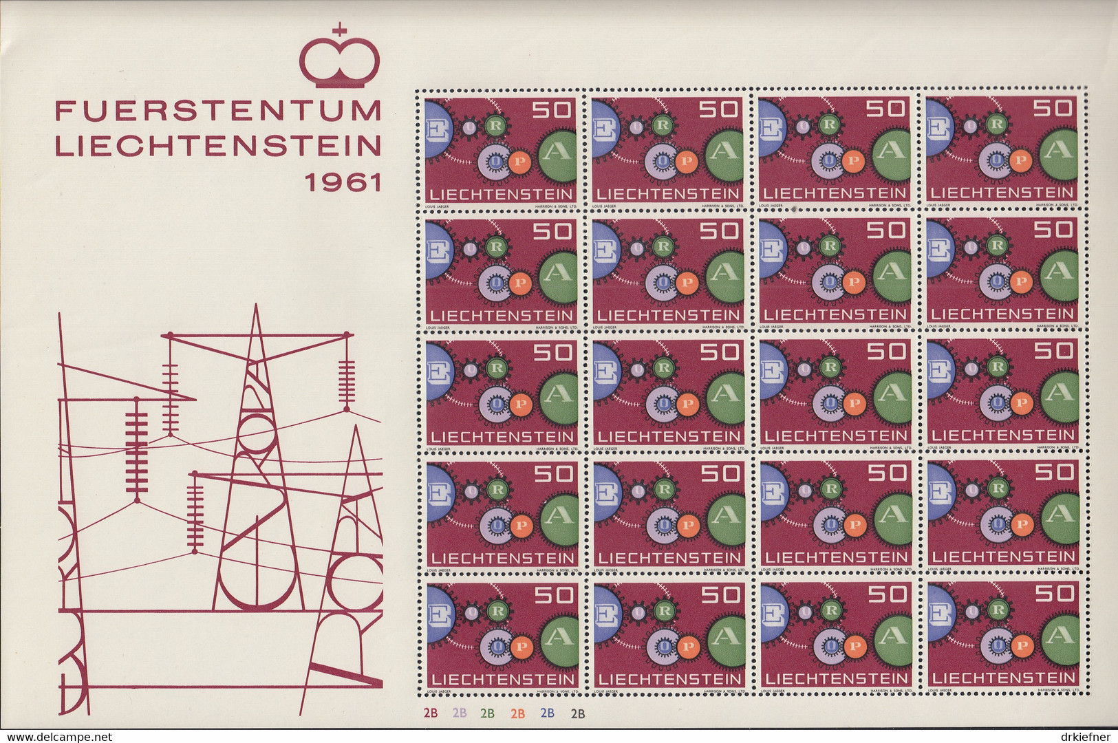 LIECHTENSTEIN  414, Kleinbogen, Postfrisch **,  Europa CEPT:  Getriebe 1961 - 1961