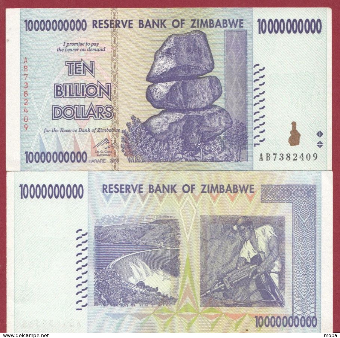 Zimbabwe--10000000000 Dollars (10 Billion De Dollars RARE) ---2008--UNC---(501) - Zimbabwe