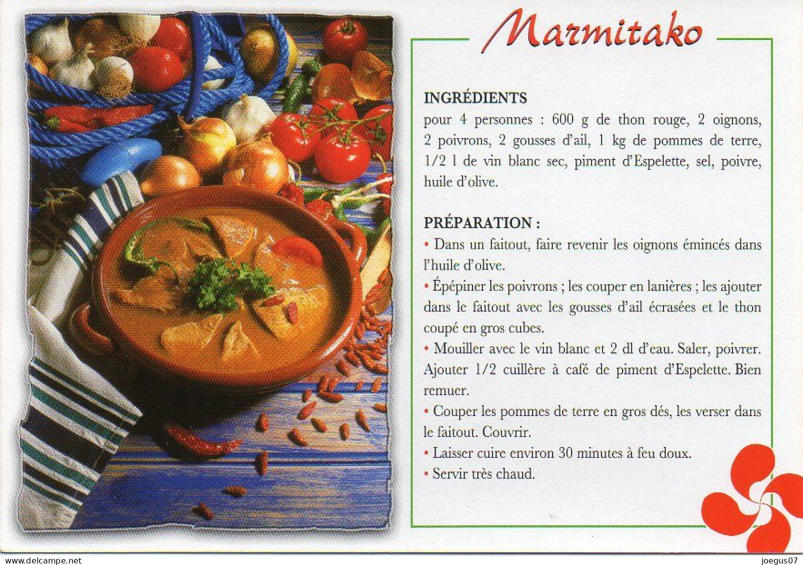 Recette - MARMITAKO - Editions THOUAND N° 003305 - Recetas De Cocina