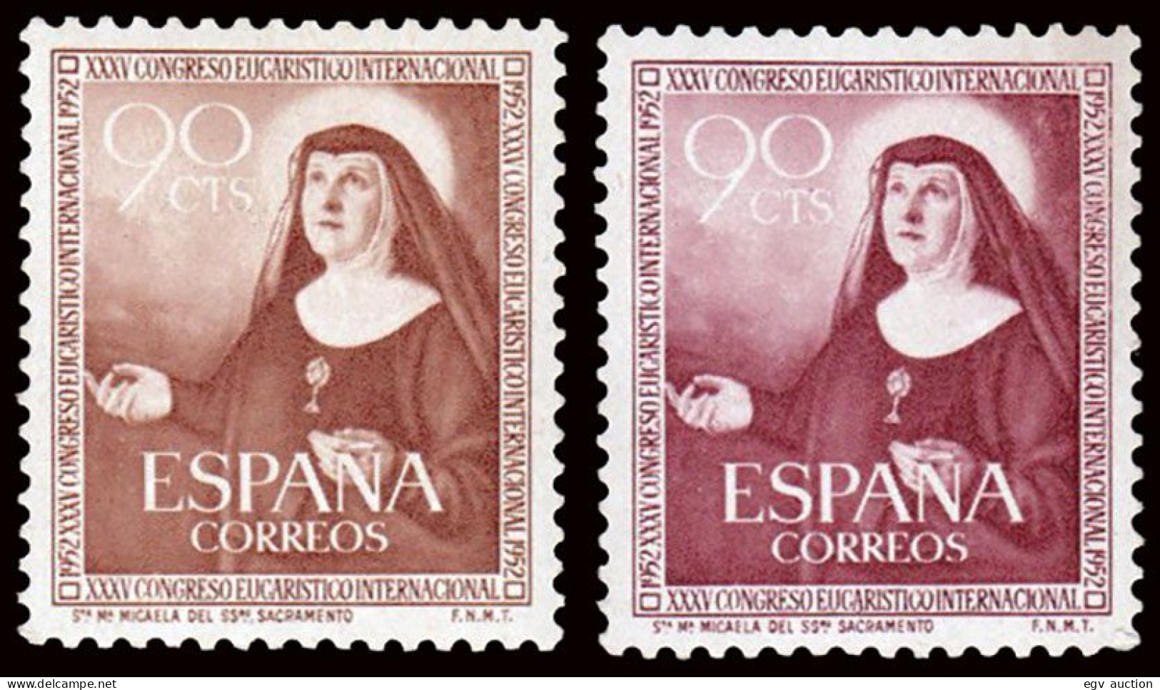 España - Edi ** 1116 - 1952 - 90 Cts. - Variedad Color Marrón - No Catalogado - Neufs