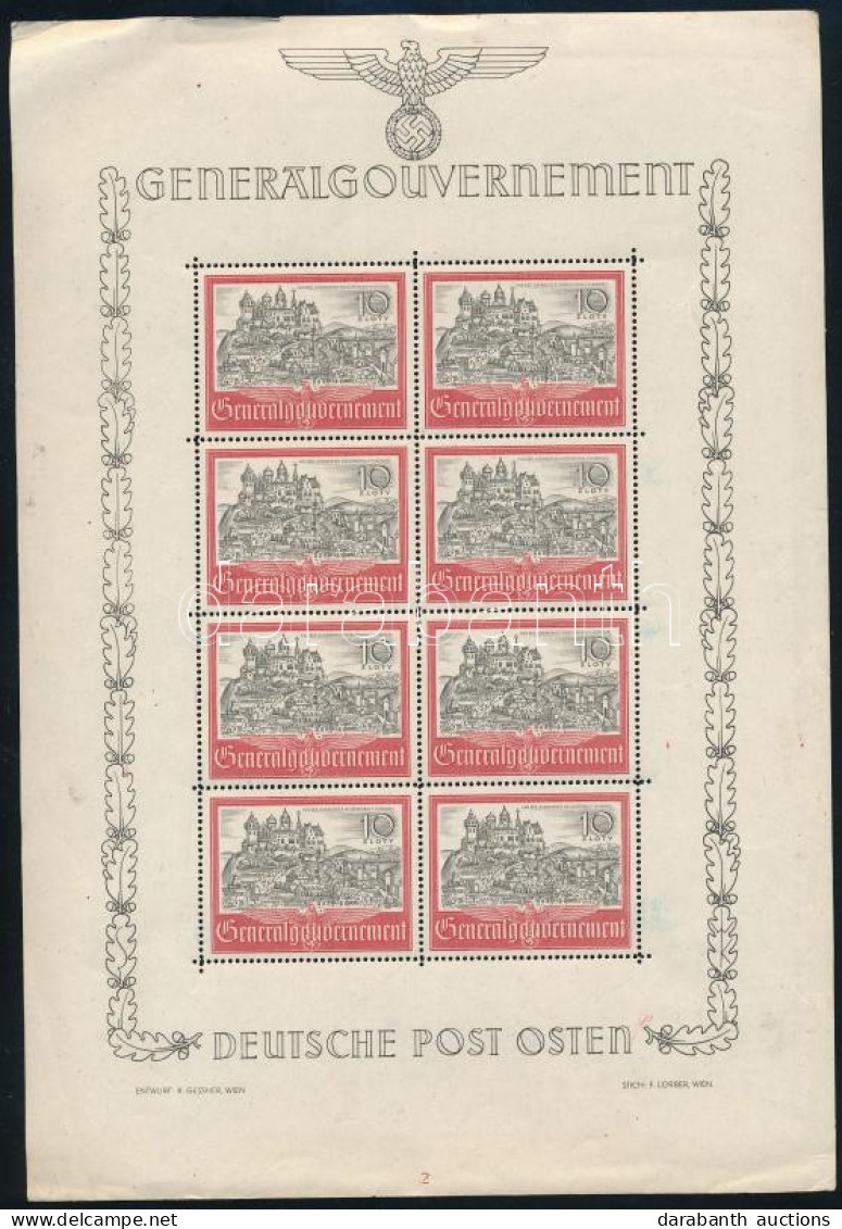 O Generalgouvernement 1941 Mi 65 Kisív (foltok A Képoldalon / Spots On Print, Törött Sarok / Folded Corner) (Mi EUR 80,- - Autres & Non Classés