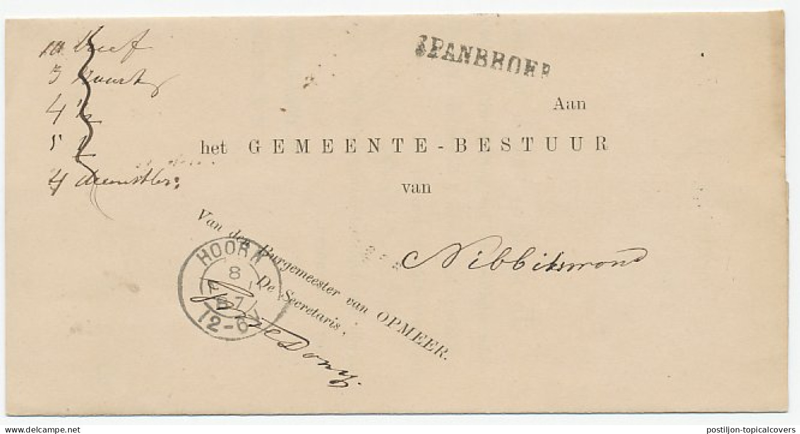 Naamstempel Spanbroek 1887 - Covers & Documents