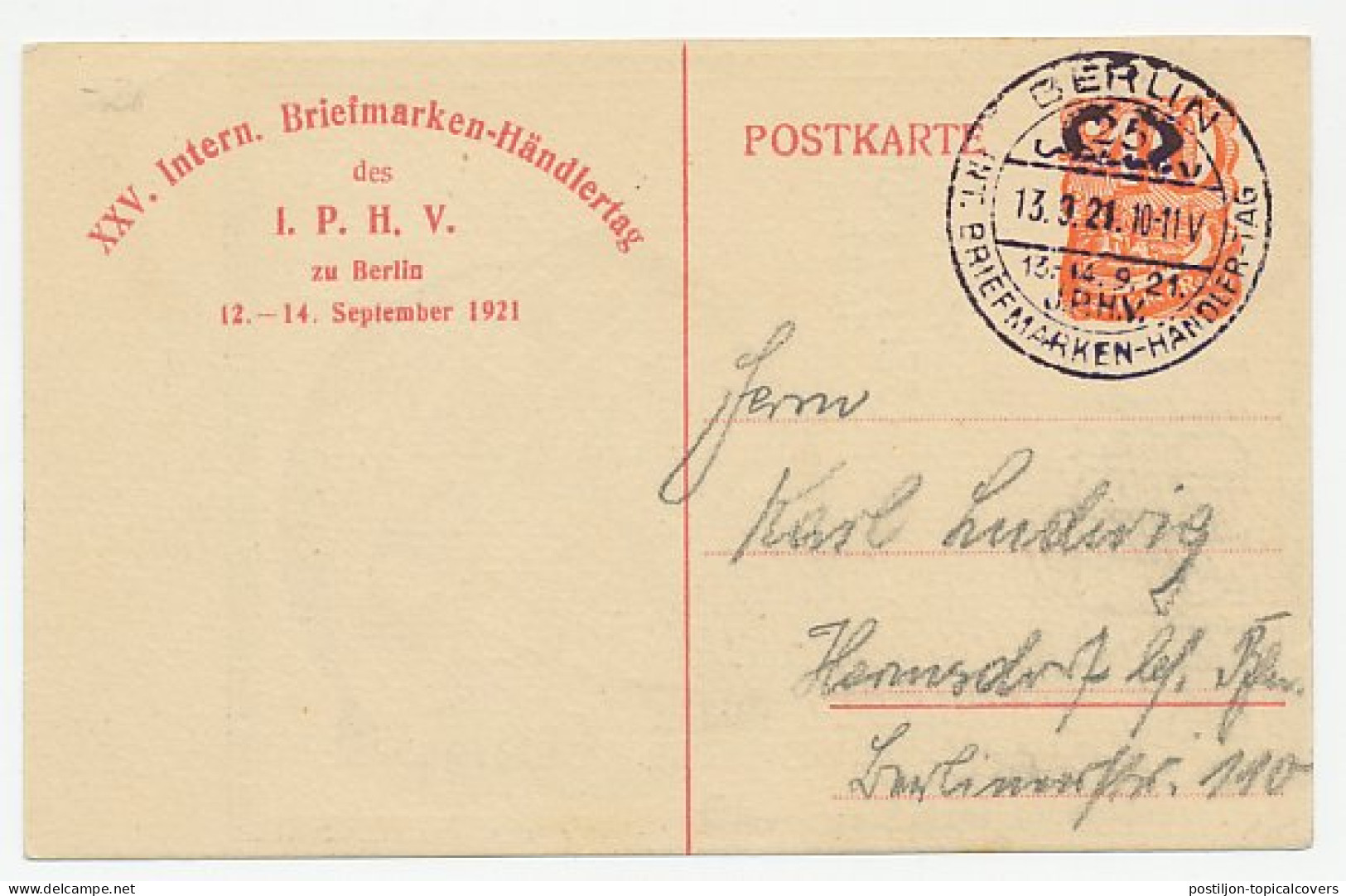 Postal Stationery Germany 1921 Globe - Philatelic Dealers Day Berlin - Geografia