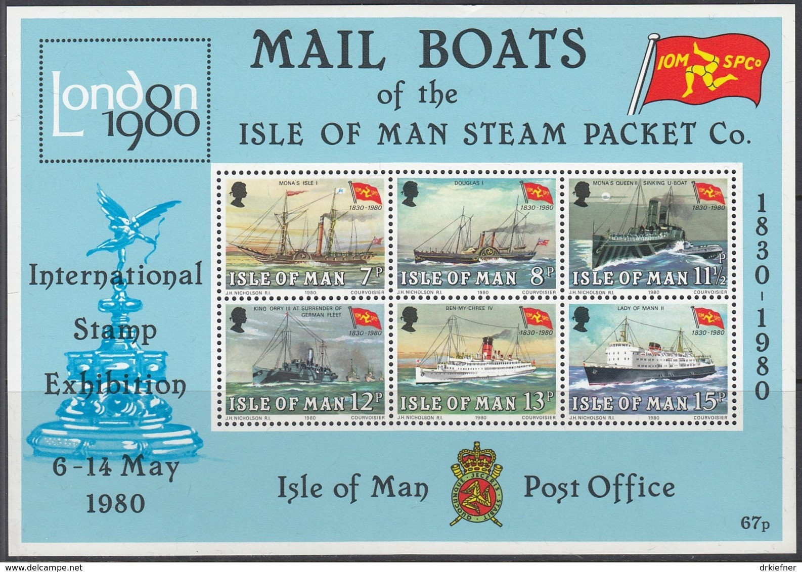 ISLE OF MAN  Block 3, Postfrisch **,  150 Jahre Lsle Of Man Steam Packet Company 1980 - Man (Insel)