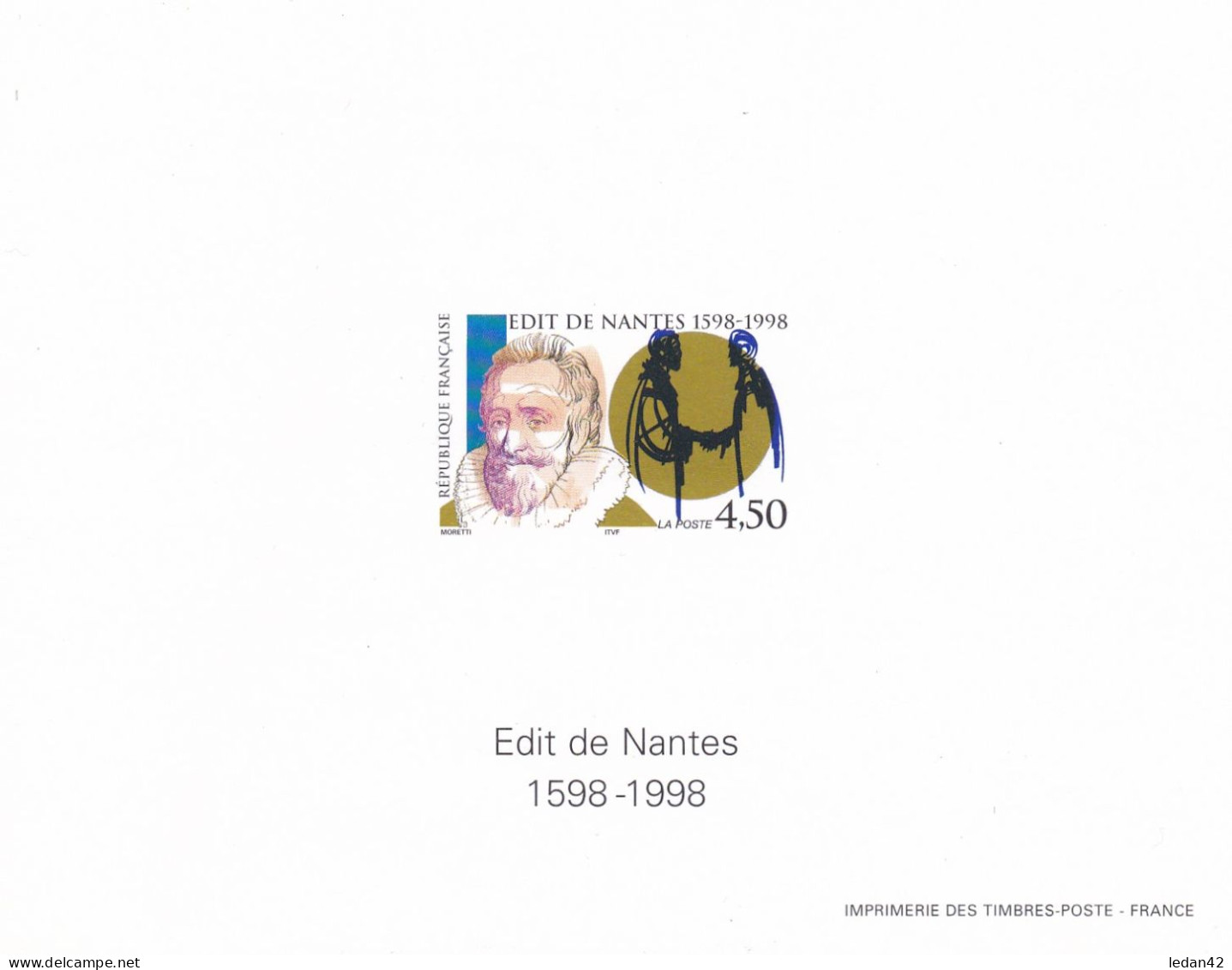 France 1998 Cat. Yvert N°3146 **, Blocs Feuillets Gommés 400e Anniversaire De L'édit De Nantes - Luxury Proofs