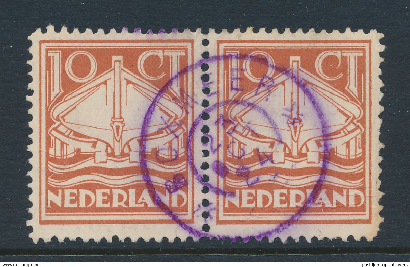 Grootrondstempel Boxmeer 1924 Kleur Violet - Em. Reddingswezen - Postal History