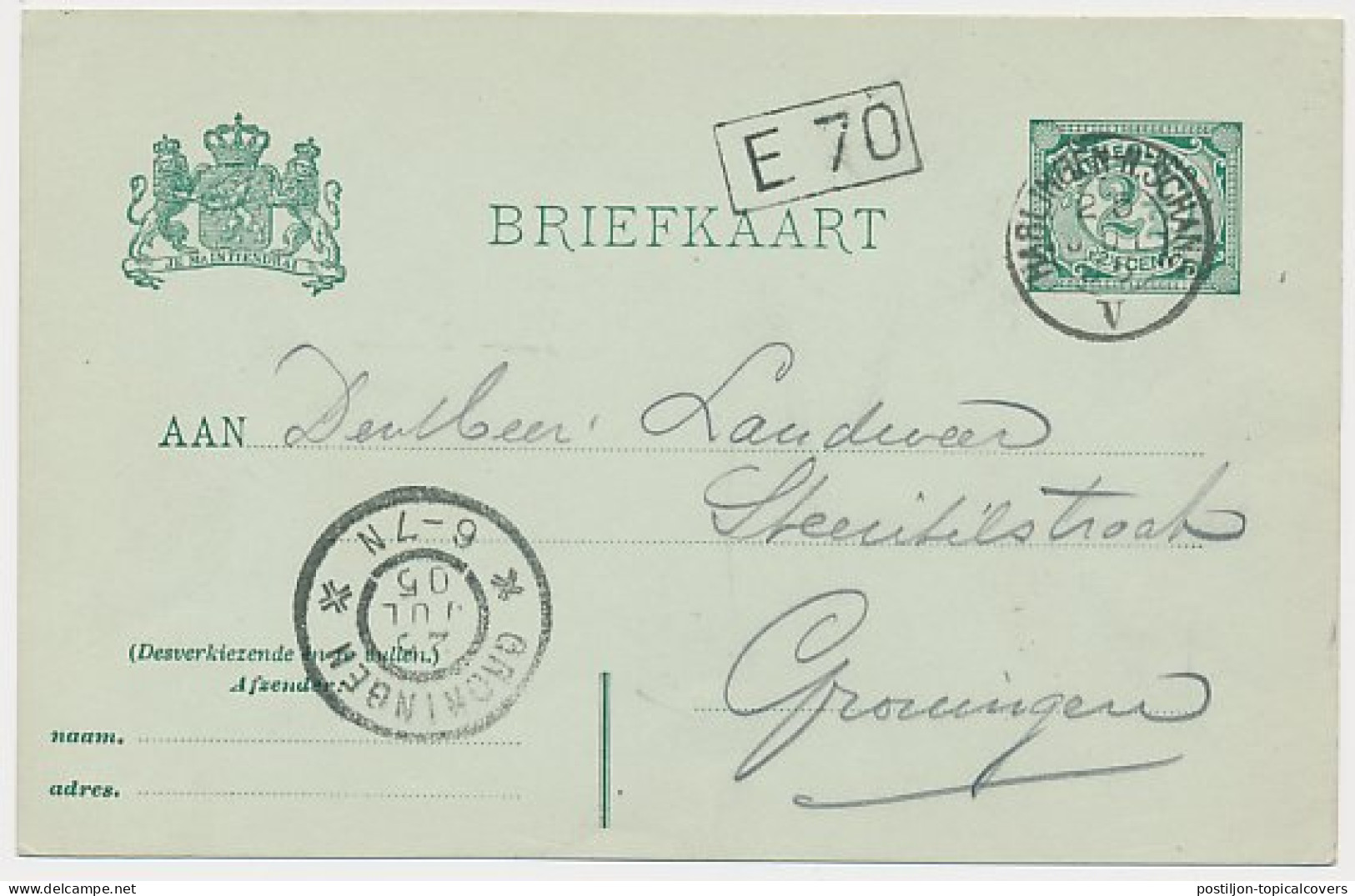 Sappemeer - Trein Kleinrond Harlingen - Nieuwe Schans V 1905 - Covers & Documents