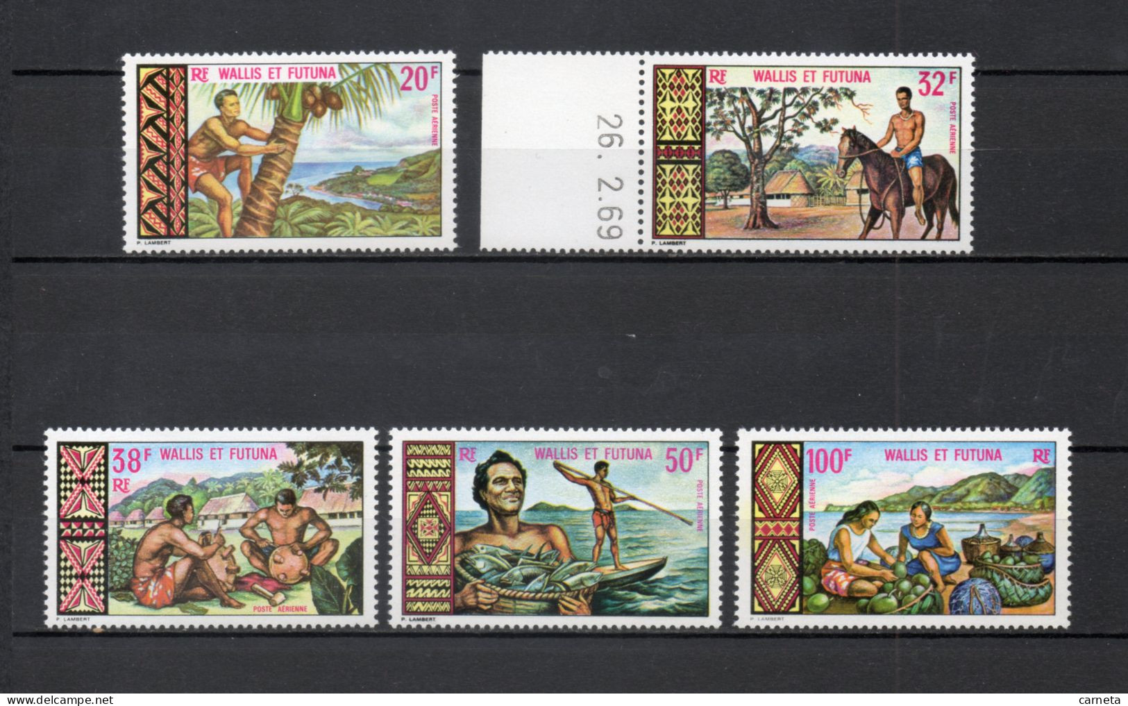 WALLIS ET FUTUNA  PA  N° 33 à 37   NEUFS SANS CHARNIERE COTE 45.80€   ARBRE CHEVAL PECHEUR FRUIT ANIMAUX - Unused Stamps