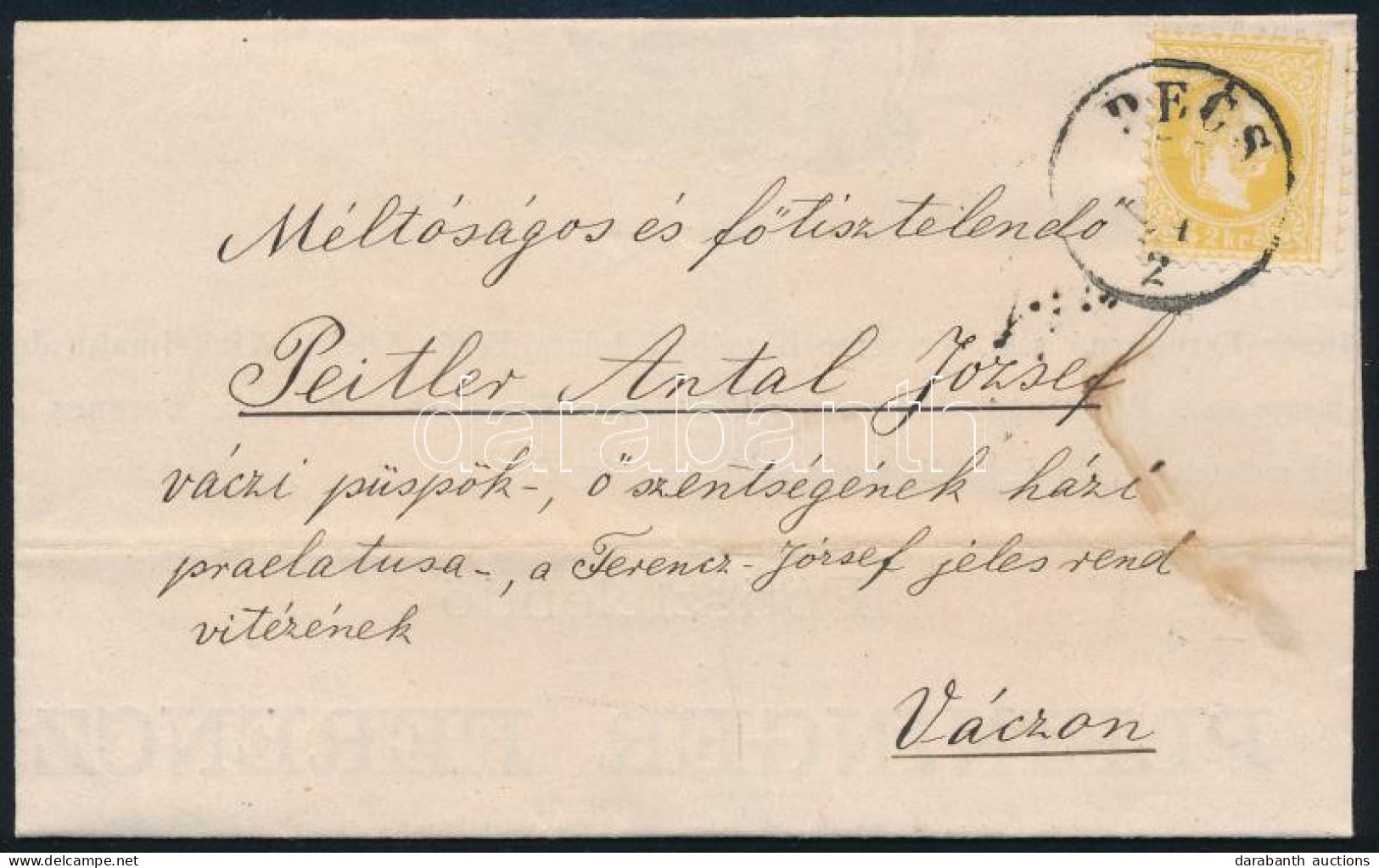 1870 2kr Gyászjelentésen / On Obituary Notice "PÉCS" - Autres & Non Classés