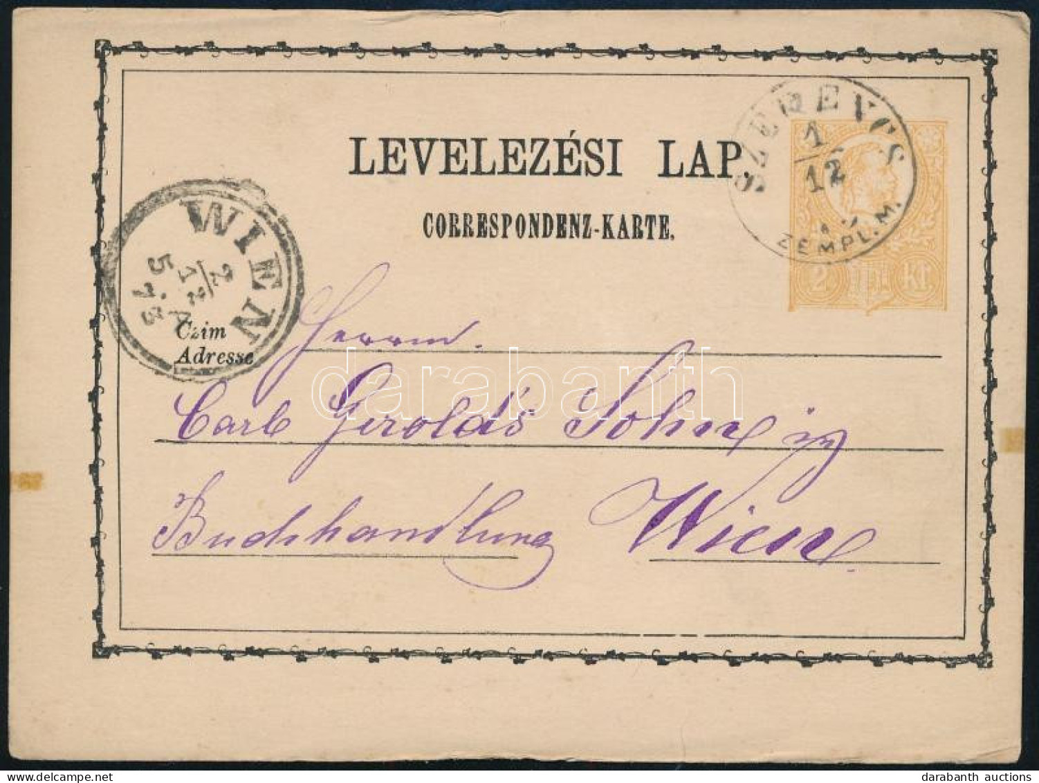 1873 2kr Díjjegyes Levelezőlap "SZERENCS / ZEMPL.M." - Autres & Non Classés