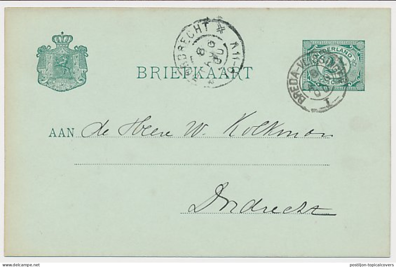 Bergen Op Zoom -Trein Kleinrondstempel Breda - Vlissingen I 1900 - Briefe U. Dokumente