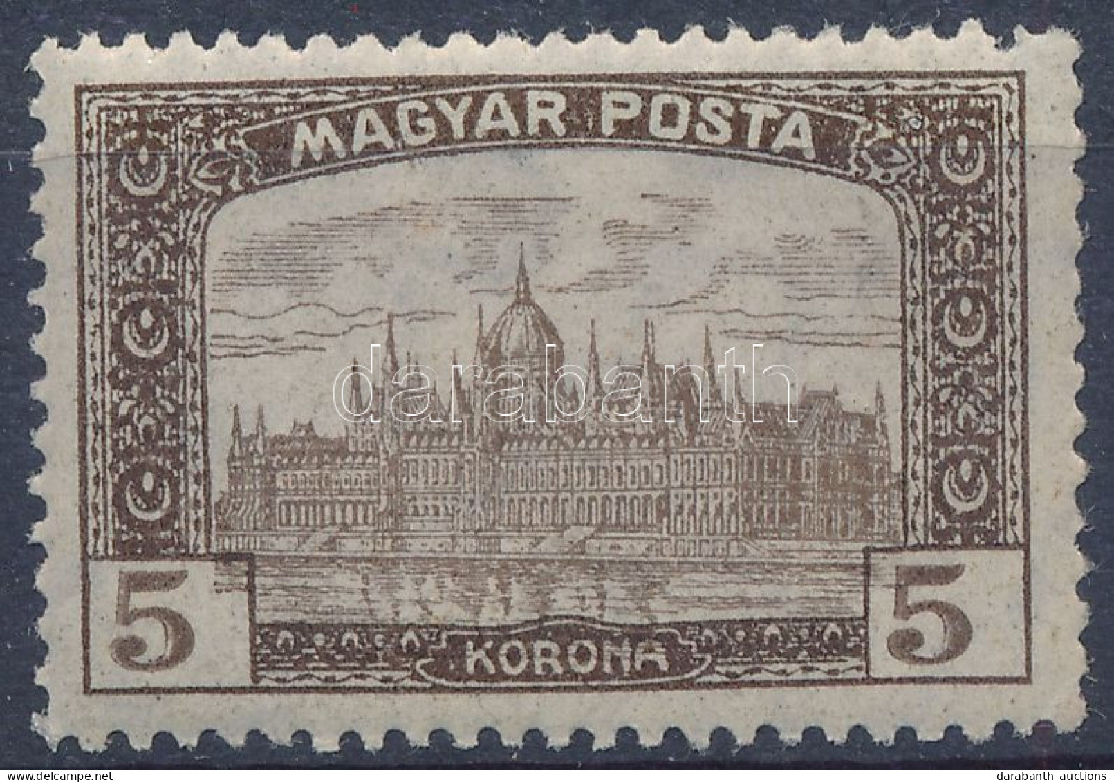 ** 1919 Magyar Posta 5K A Középrész 2 Mm-el Lefelé Tolódott - Sonstige & Ohne Zuordnung