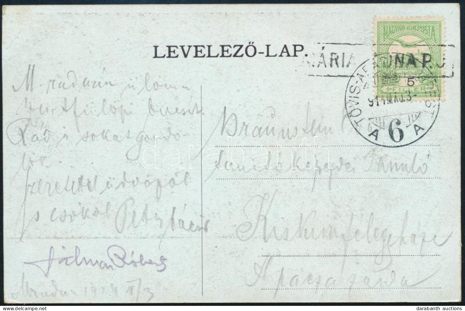 1914 Képeslap Mozgóposta és Pályaudvari Bélyegzéssel - Other & Unclassified