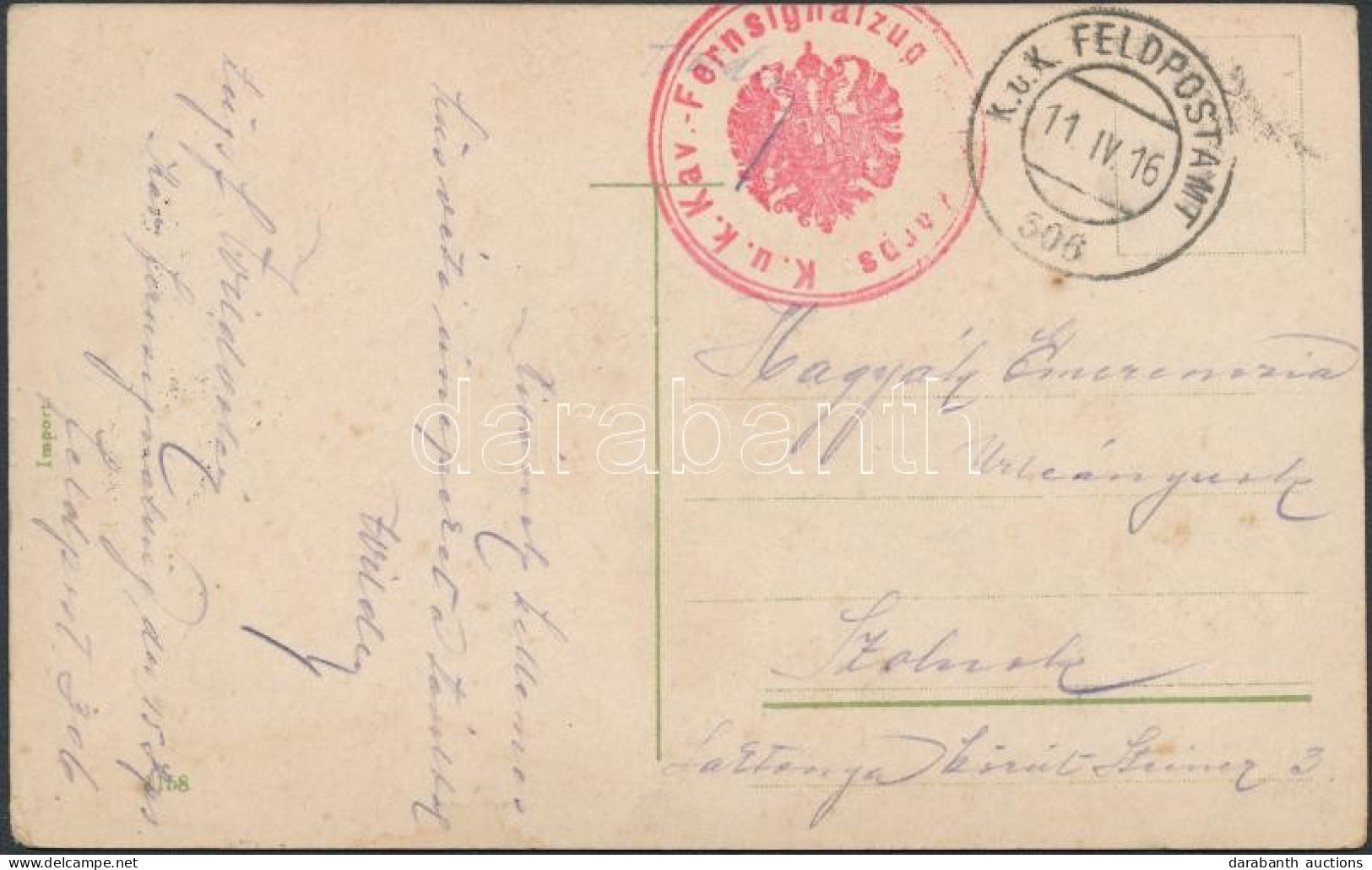 1916 Tábori Posta Képeslap / Field Postcard "K.u.k. Kav-Fernsignalzug" + "FP 306" - Other & Unclassified