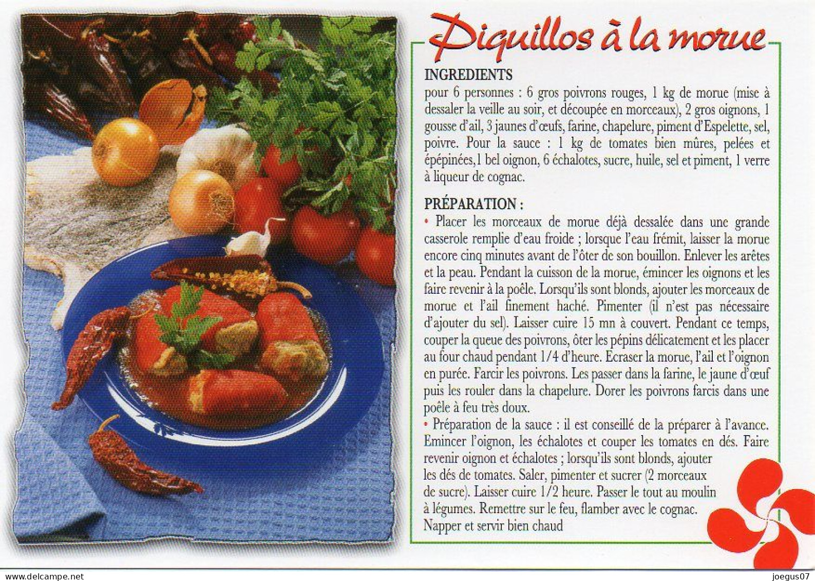 Recette - PIQUILLOS à La MORUE - Editions THOUAND N° 003319 - Küchenrezepte