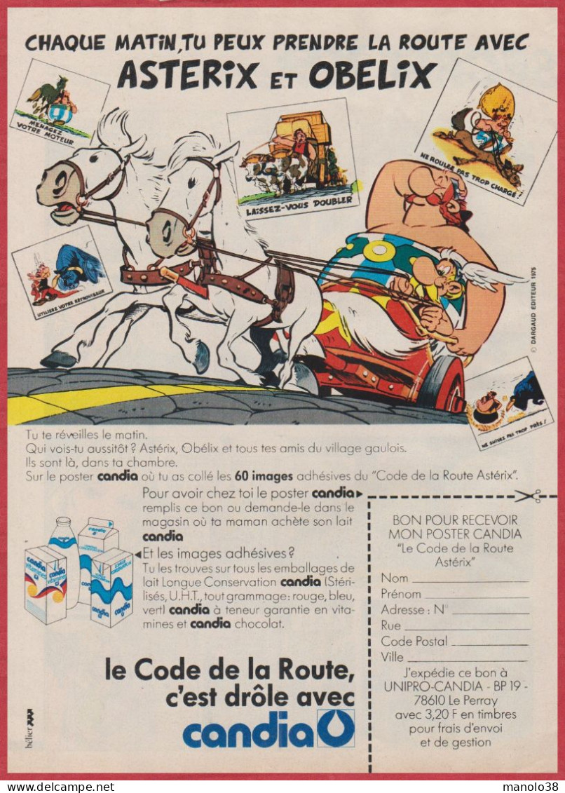 Images Astérix Et Obélix à Collectionner Avec Le Lait Candia. Série " Code De La Route Astérix ". 1975. - Advertising