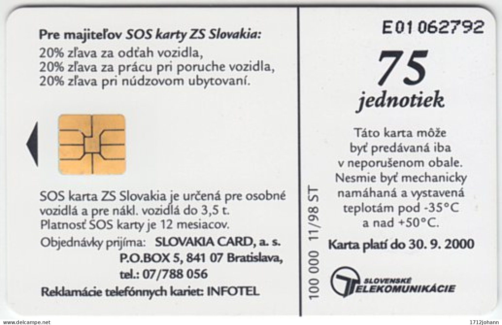 SLOVAKIA B-592 Chip Telekom - Used - Slovacchia