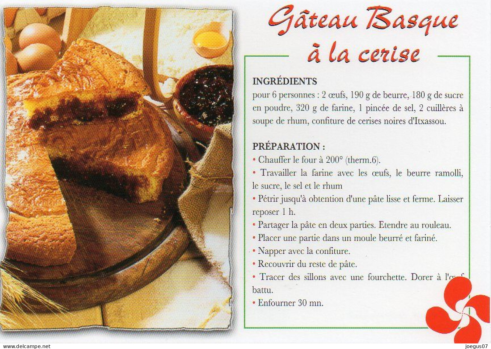 Recette - Gâteau Basque à La Cerise - Editions THOUAND N° 003348 - Recepten (kook)