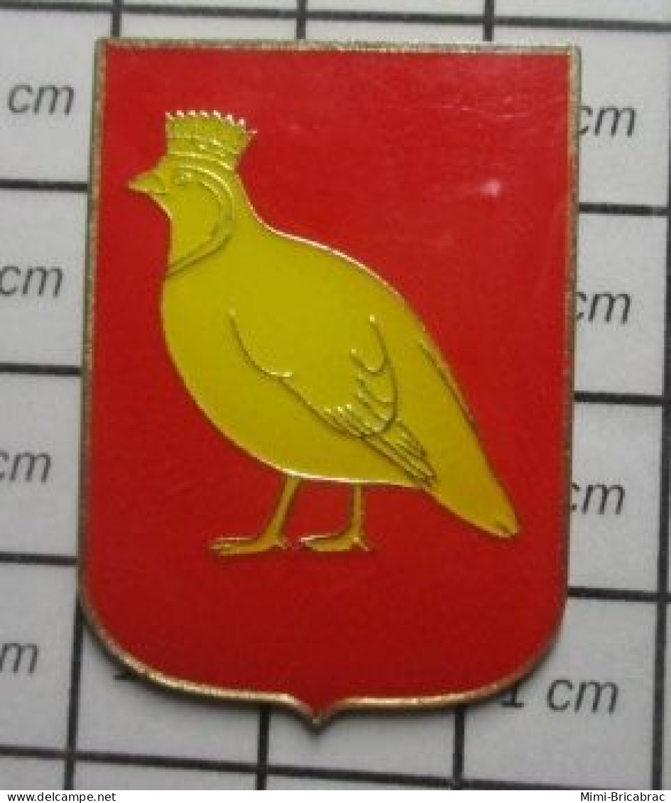 1920  Pin's Pins / Beau Et Rare / AUTRES / Grand Pin's BLASON ECUSSON ARMOIRIES PINTADE JAUNE AUNIS A L'idée ? - Autres & Non Classés