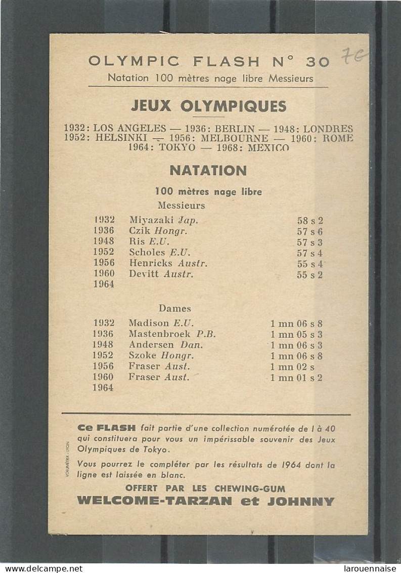 JEUX OLYMPIQUES - NATATION - - OLYMPIC FLASH N°30 - Jeux Olympiques