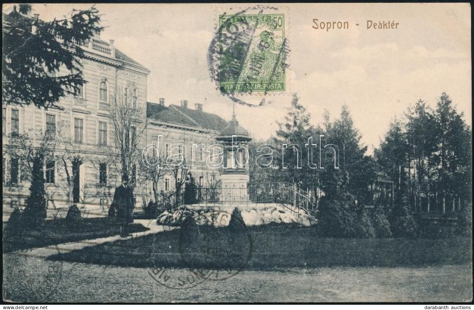 1921 TCV Képeslap Arató 50f Bérmentesítéssel Sopronból Argentínába Küldve, érkezési Bélyegzéssel + "ELLENŐRIZVE SOPRON"  - Andere & Zonder Classificatie