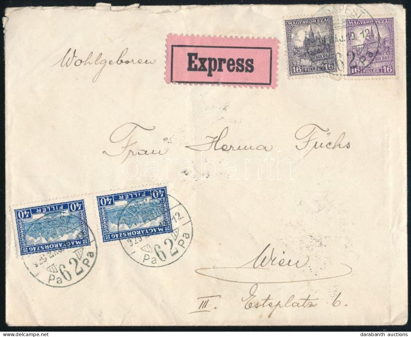 1929 Expressz Levél 4 Db Bélyeggel Bérmentesítve Bécsbe - Altri & Non Classificati