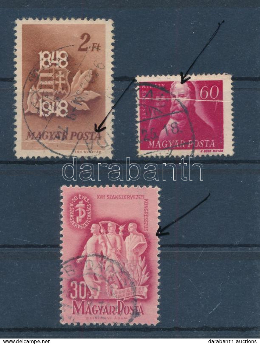 O 1947-1948 3 Db Bélyeg Papírránccal - Otros & Sin Clasificación