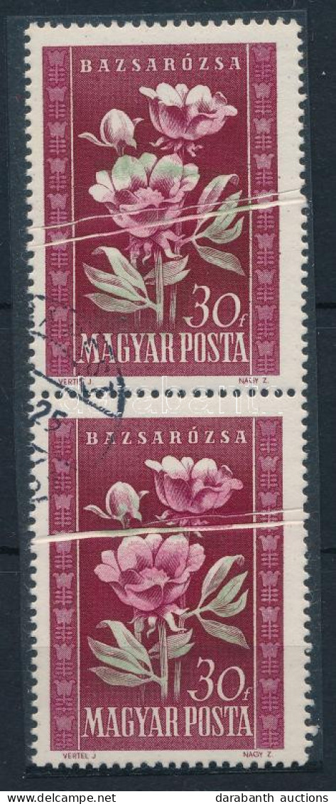 O 1950 Virág I. 30f Pár Négy Db Papírránccal - Andere & Zonder Classificatie