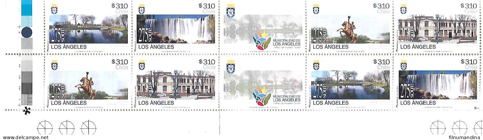 #2628 CHILE 2014 LOS ANGELES CITY ANIV,GUTTER STRIP MNH YV 2041-4 - Cile