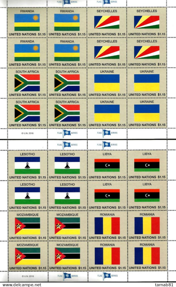 ONU  2018 Nations Unies Drapeaux Flags Flaggen  2018 ONU - Blocs-feuillets