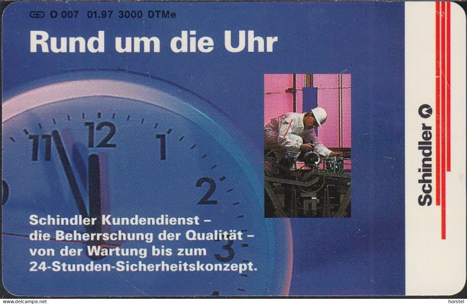 GERMANY O007/97 Schindler Kundendienst - Aufzüge - Treppen - Uhr - Clock - O-Reeksen : Klantenreeksen