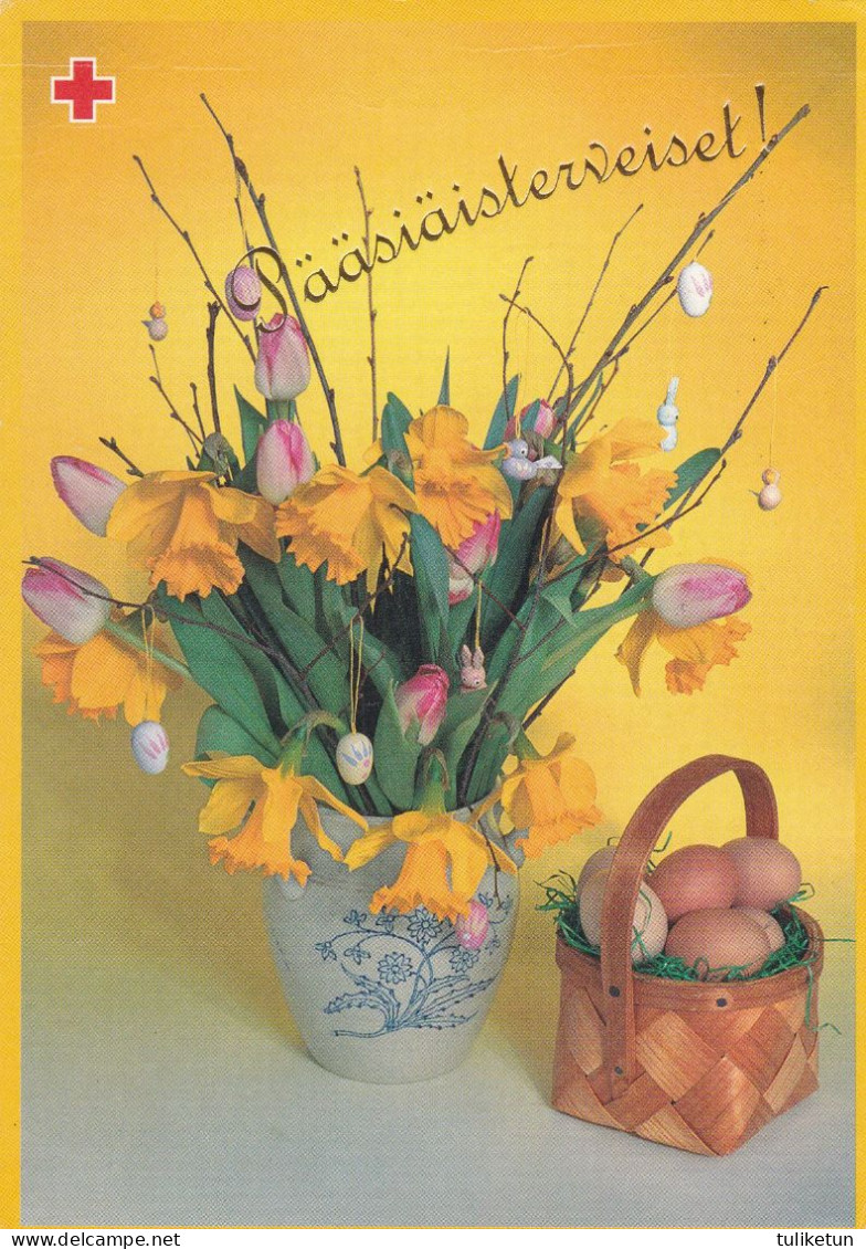 Postal Stationery - Easter Flowers - Willows - Eggs In The Basket - Red Cross 1997 - Suomi Finland - Postage Paid - Enteros Postales