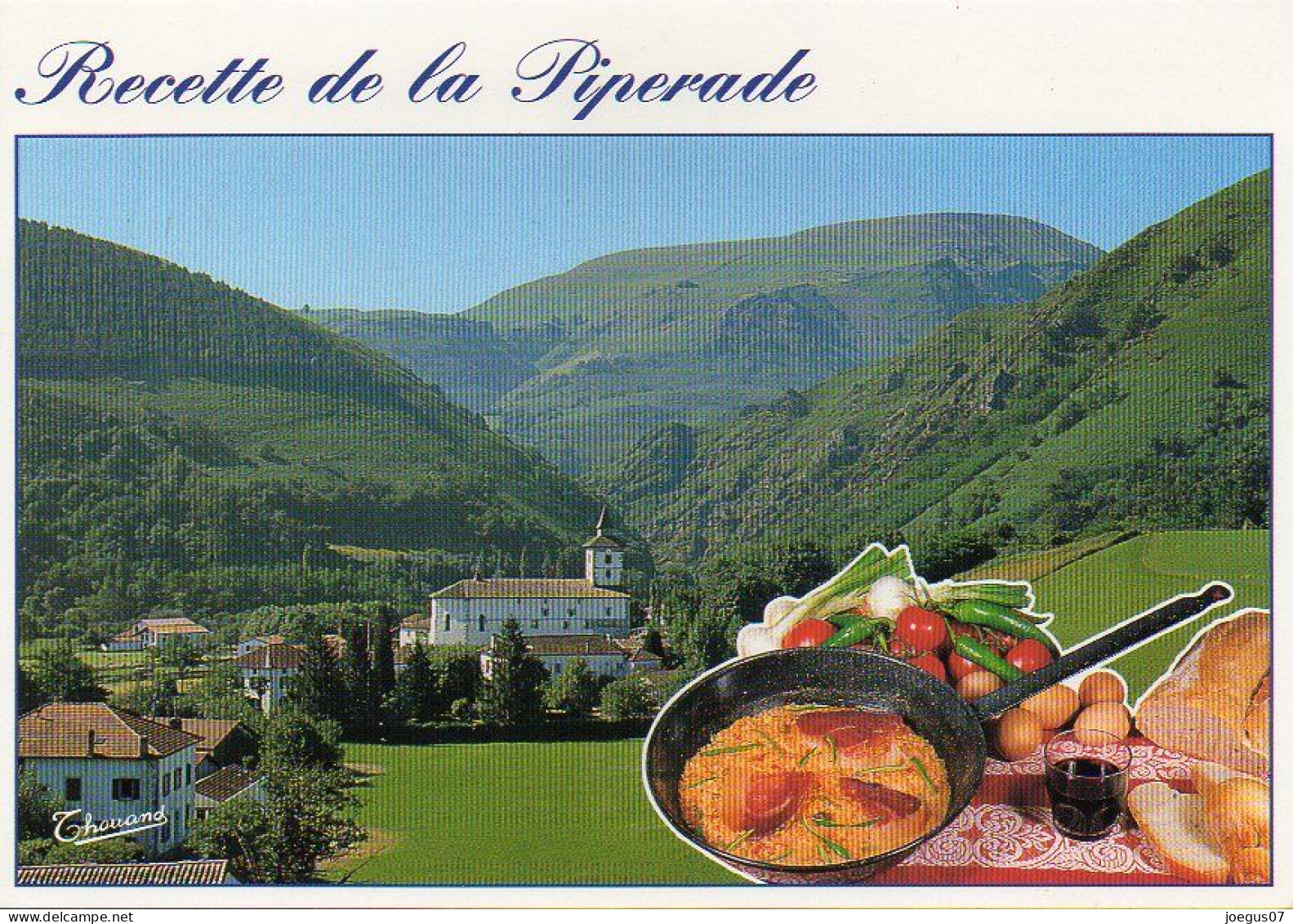 Recette De La PIPERADE BASQUAISE. Village ITXASSOU En Arrière Plan - Editions THOUAND N° 3202 - Ricette Di Cucina