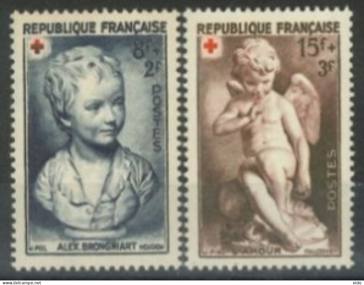 FRANCE - 1950 - FOR THE BENEFIT OF RED CROSS STAMPS COMPLETE SET OF 2, # 876/77, UMM (**). - Nuevos