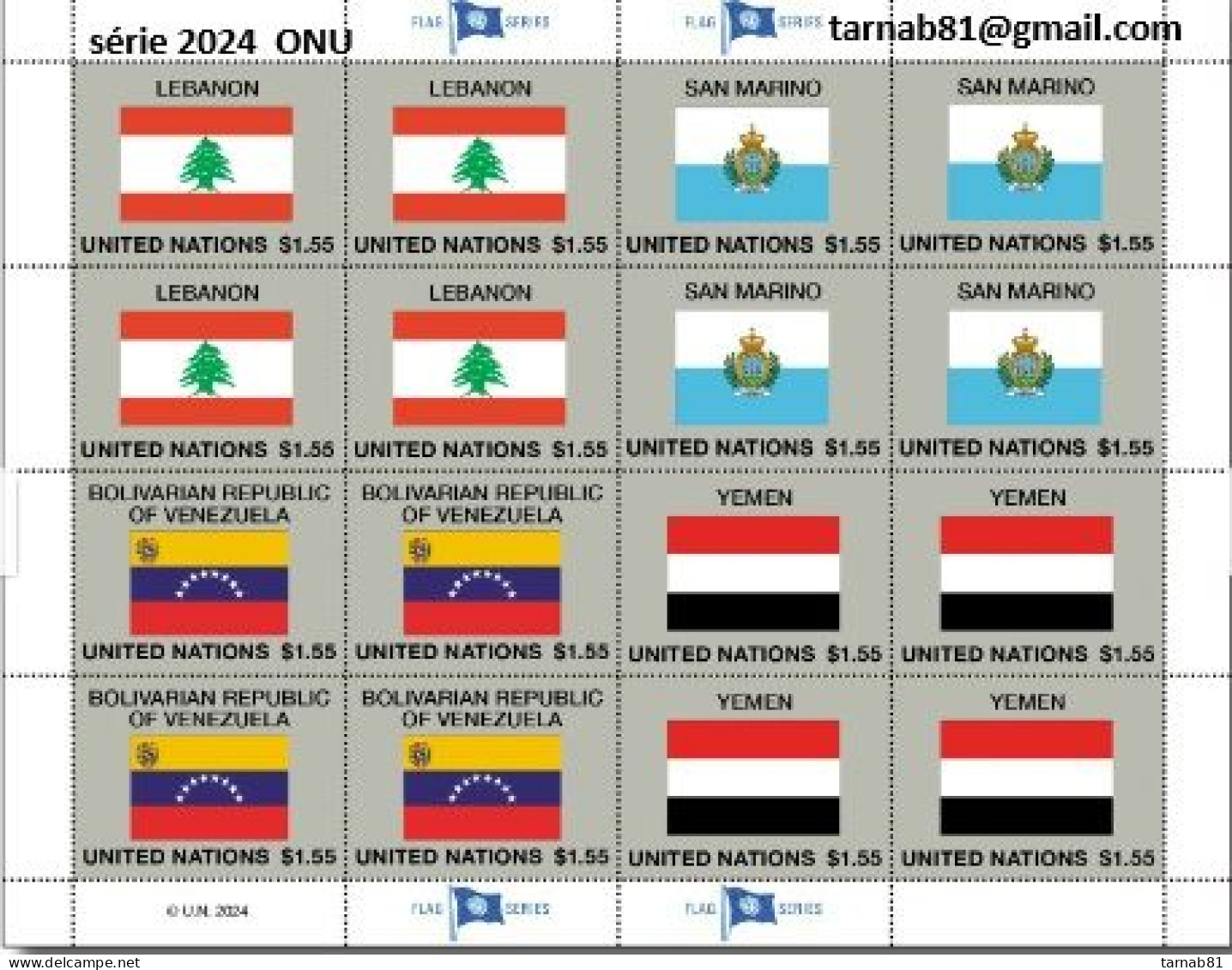 ONU  2024 Nations Unies Drapeaux Flags Flaggen  2024 ONU - Blocs-feuillets