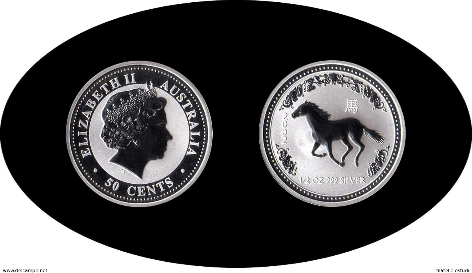 Australia 2002 50 Cts 1/2 Onza Caballo Horse Plata Silver - Sonstige & Ohne Zuordnung