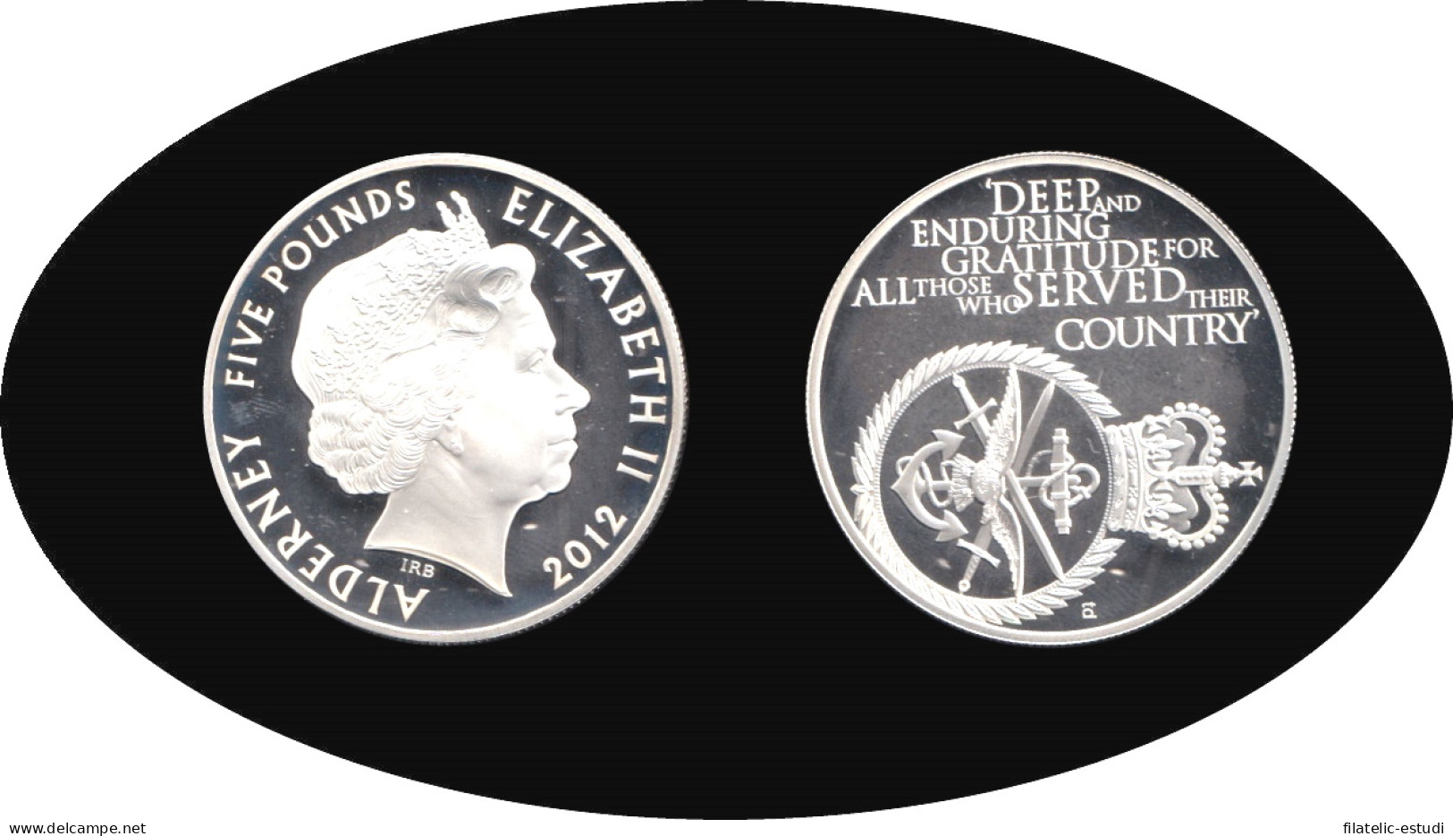 Alderney 2012 5 Libras Escudo Shield Moneda De Plata - Otros & Sin Clasificación