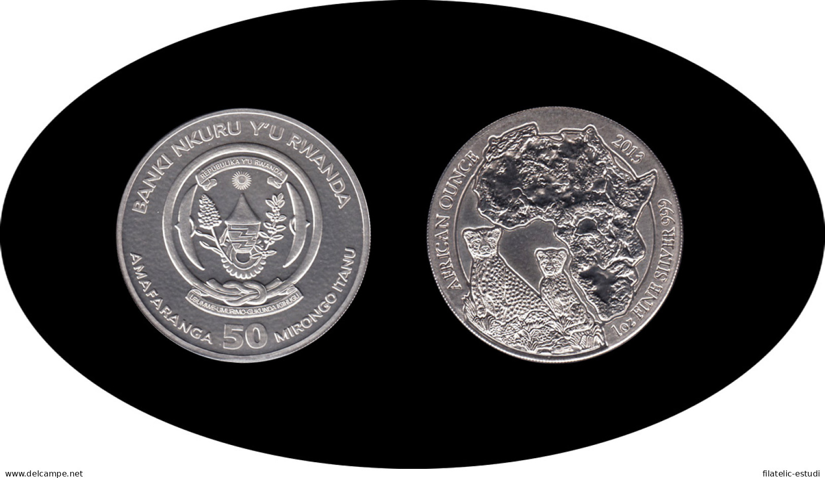 Rwanda 2013 50 Amf Guepardo Onza Plata Silver - Altri & Non Classificati