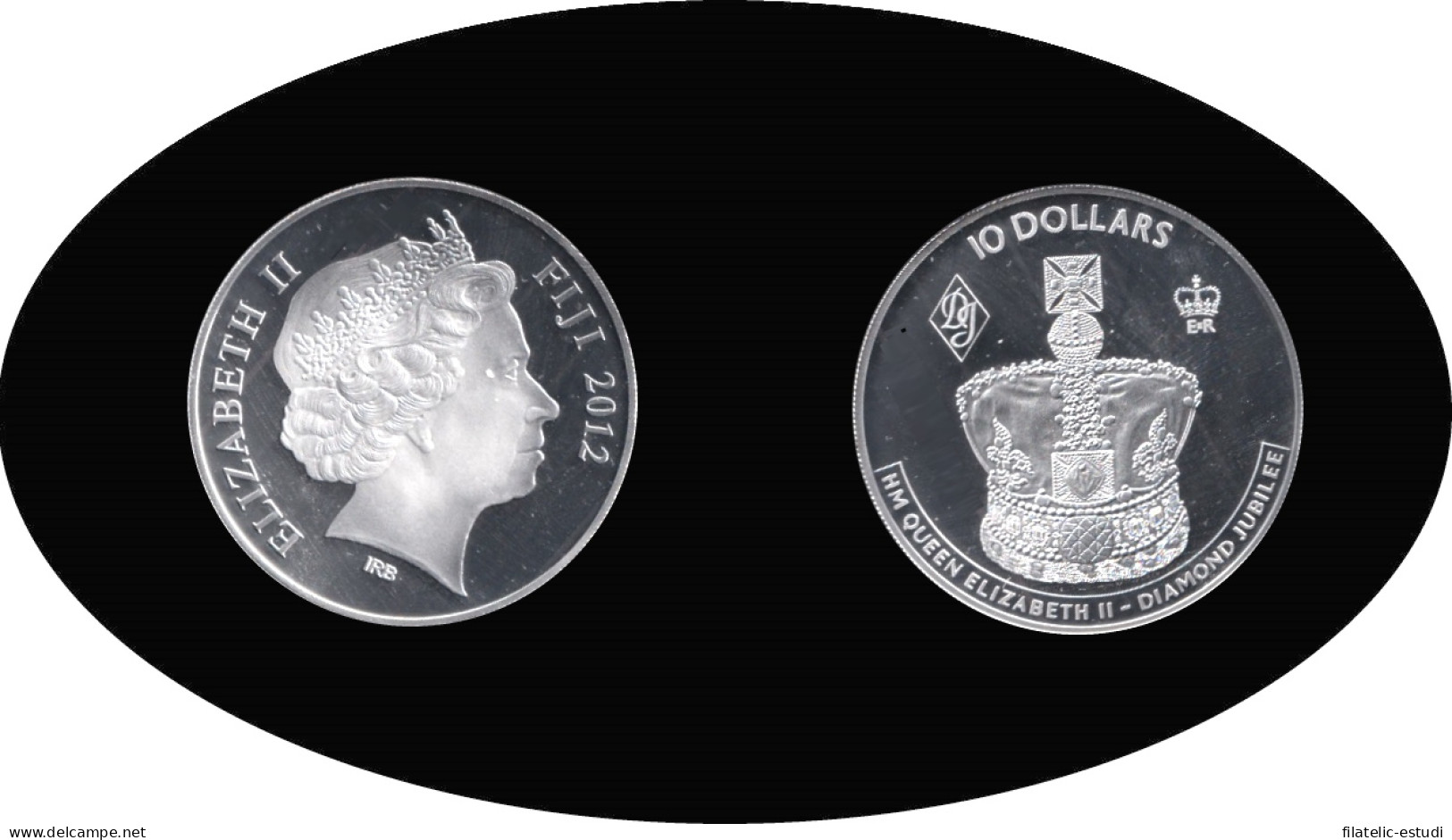 Fiji  Islas 2012 25 G Queen Elizabeth II - Diamond Jubilee Corona 10 $ - Otros & Sin Clasificación