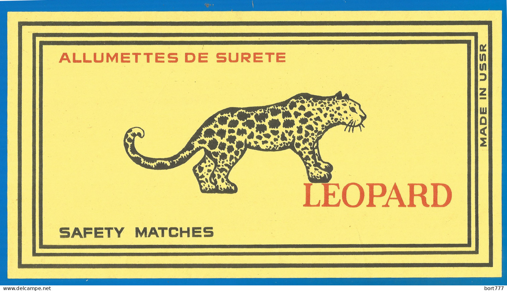 RUSSIA , Export Matchbox Label (big Format) GROSS - Leopard - Zündholzschachteletiketten