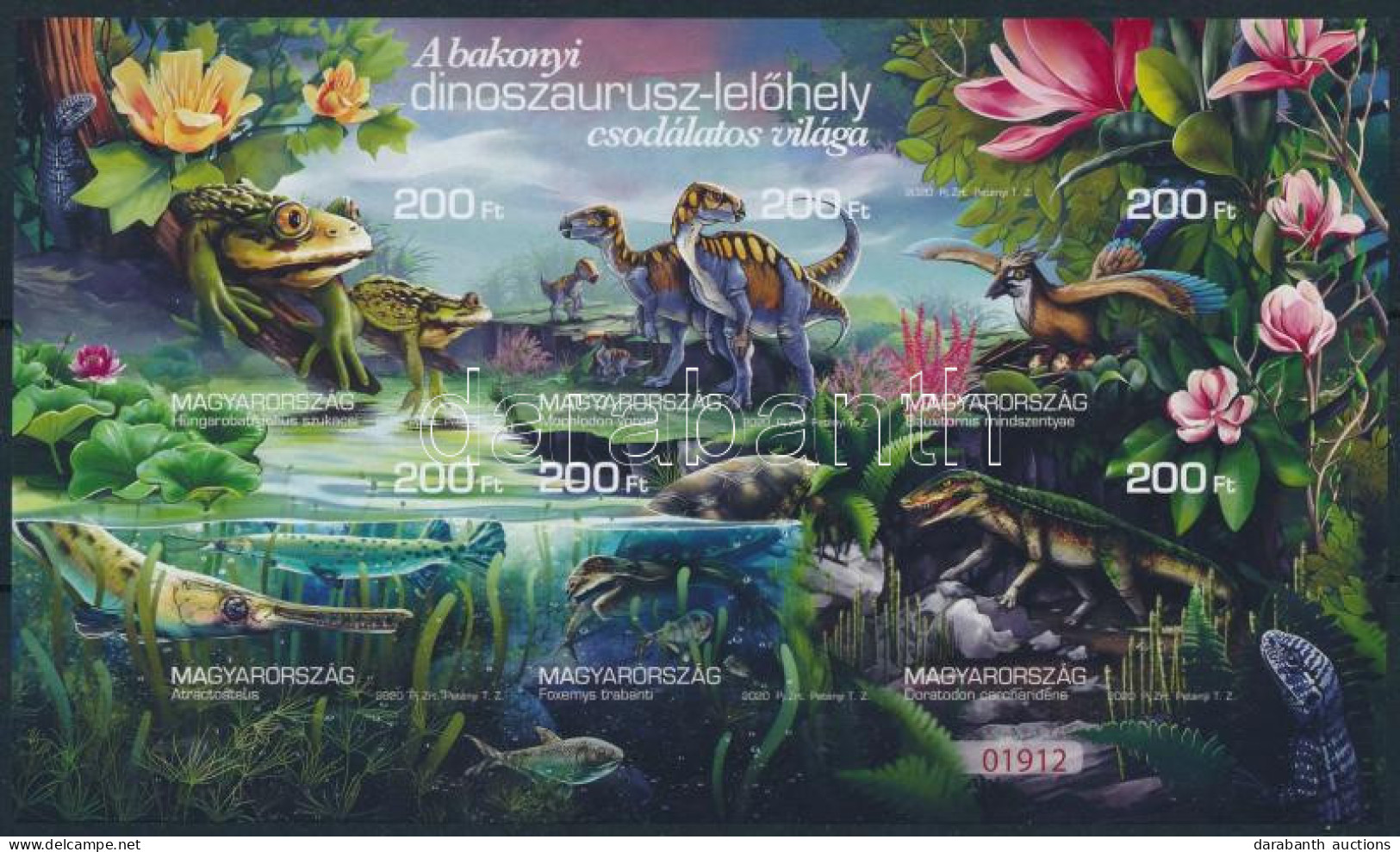 ** 2020 Bakonyi Dinoszauruszok Csodálatos Világa (II.) Vágott Blokk (8.000) - Andere & Zonder Classificatie