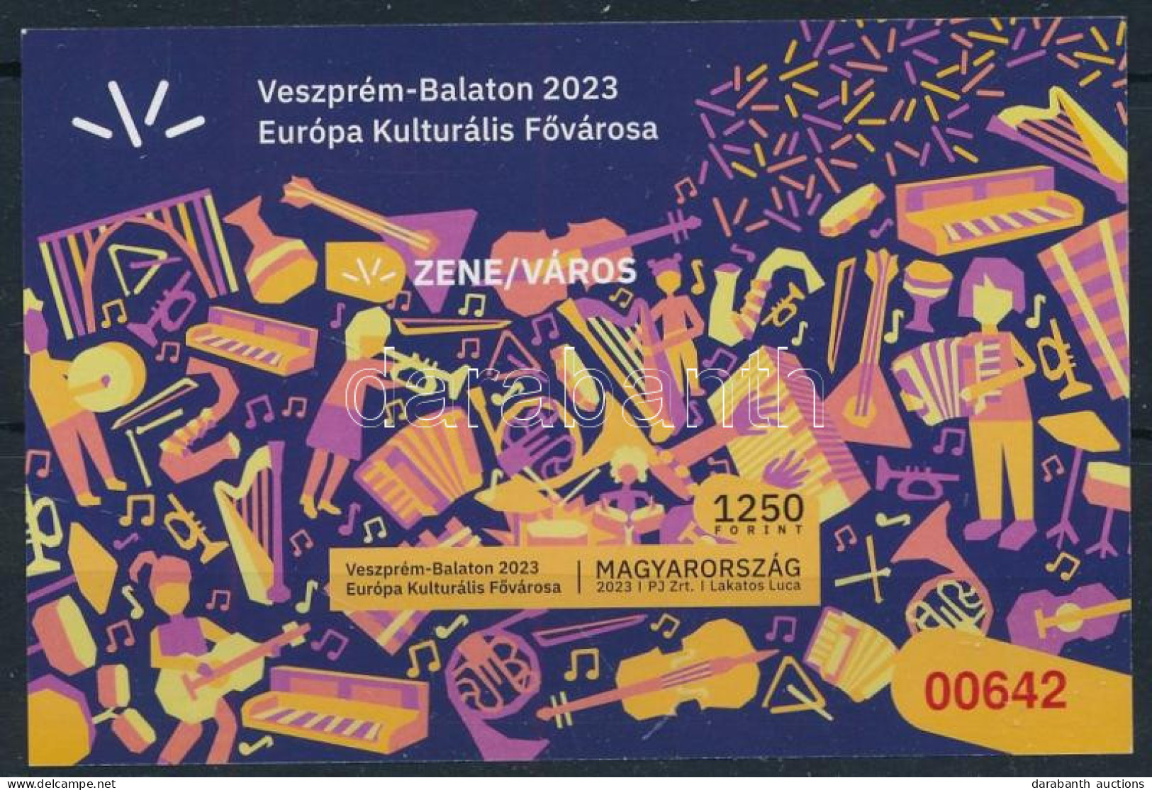 ** 2023 Veszprém-Balaton Európa Kulturális Fővárosa Vágott Blokk Piros Sorszámmal 00642 - Altri & Non Classificati