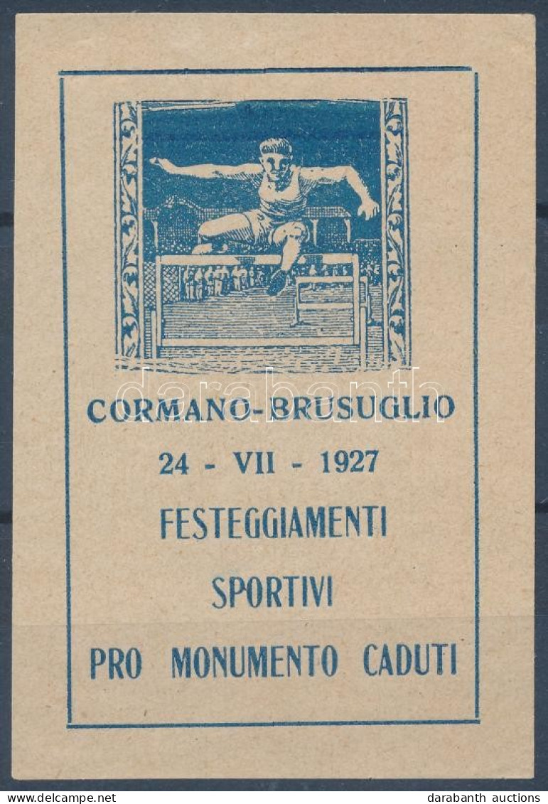 * 1927 Olaszország-Magyarország Sportmérkőzés Emlékív (Helbing Ferenc Tervezte Sport Bélyeg Képével) / Souvenir Sheet - Autres & Non Classés