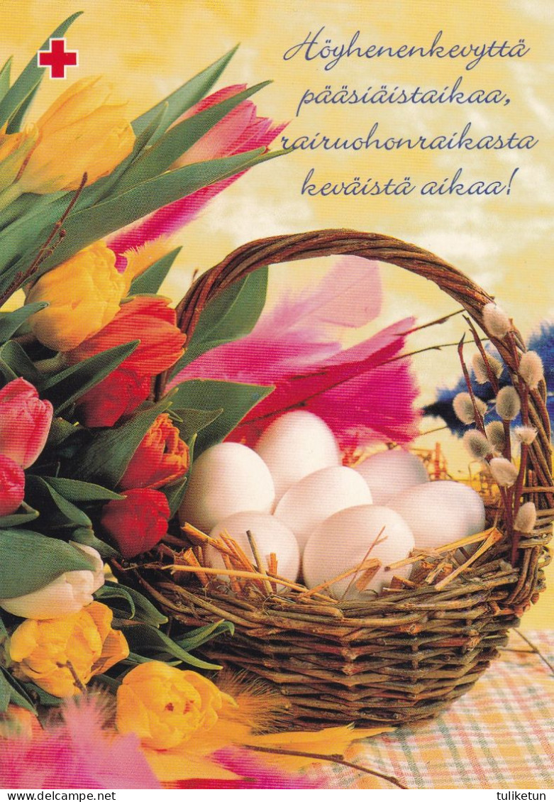 Postal Stationery - Easter Flowers - Tulips - Willows - Eggs - Red Cross 2003 - Suomi Finland - Postage Paid - Postwaardestukken