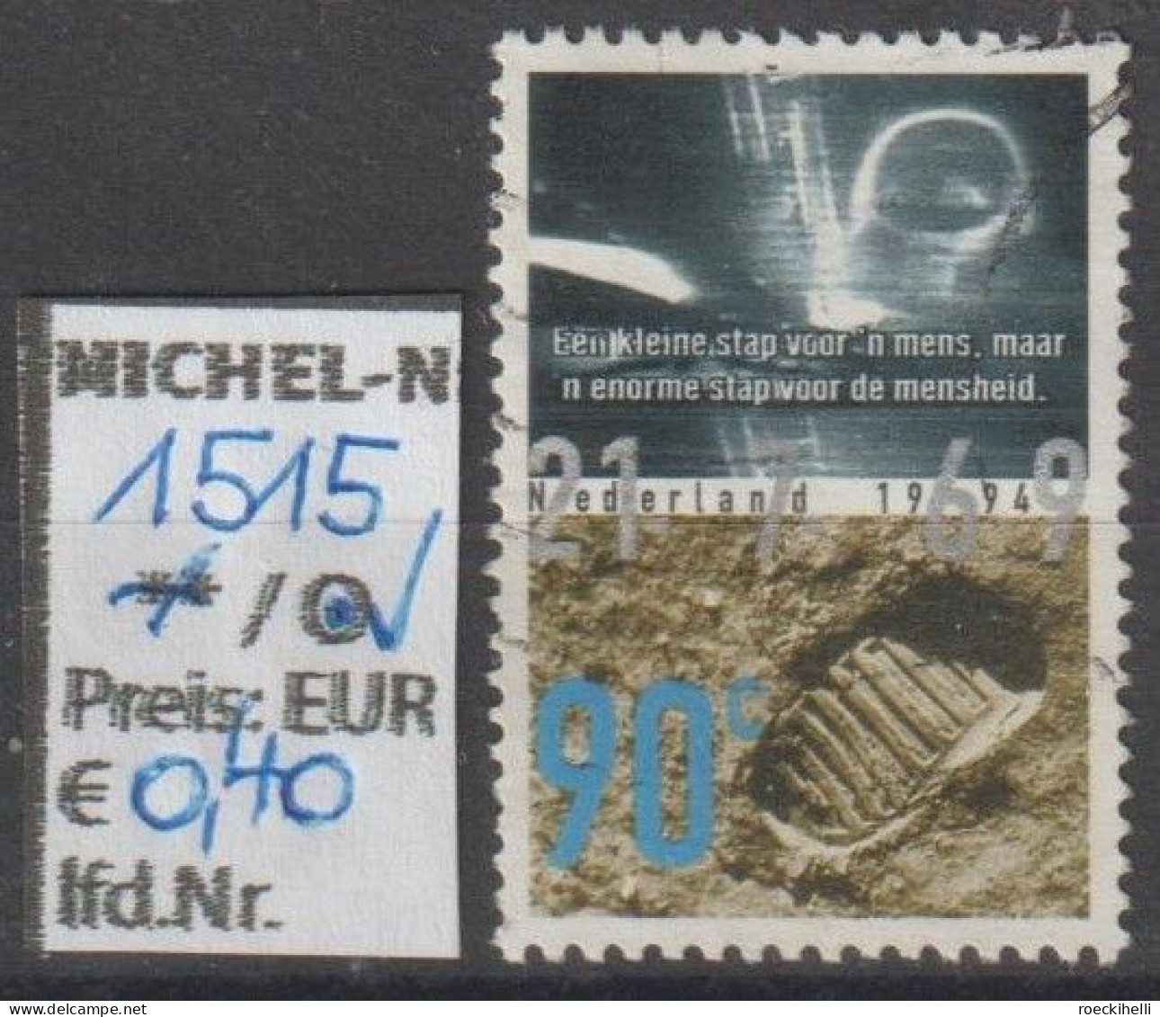 1994 - NIEDERLANDE - SM "25. Jahrestag - Mondlandung" 90 C Mehrf. - O  Gestempelt - S.Scan (1515o Nl) - Gebruikt